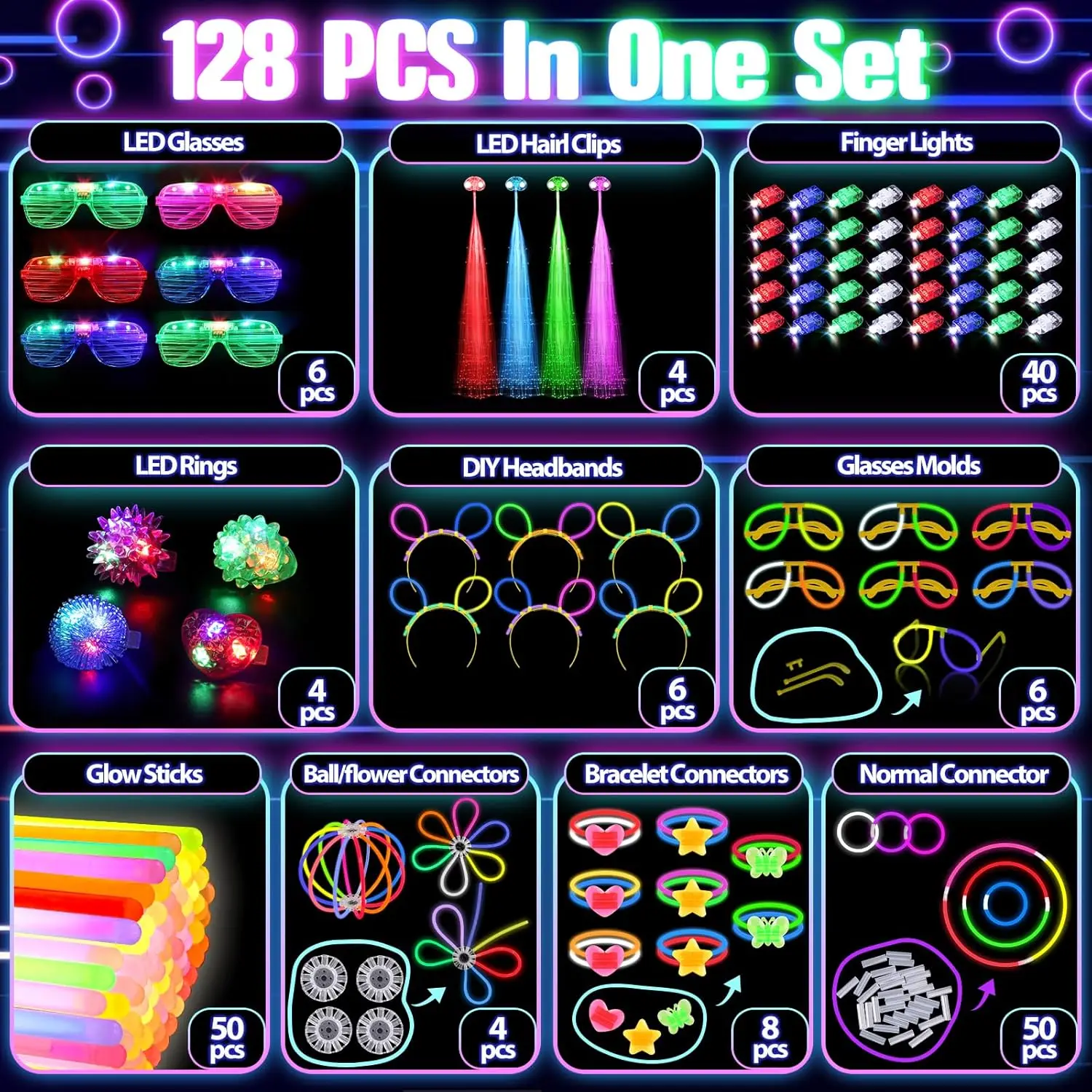 128PCS Light Up Glasses LED Ha - Glow In The Dark Party Glasses recension och pris