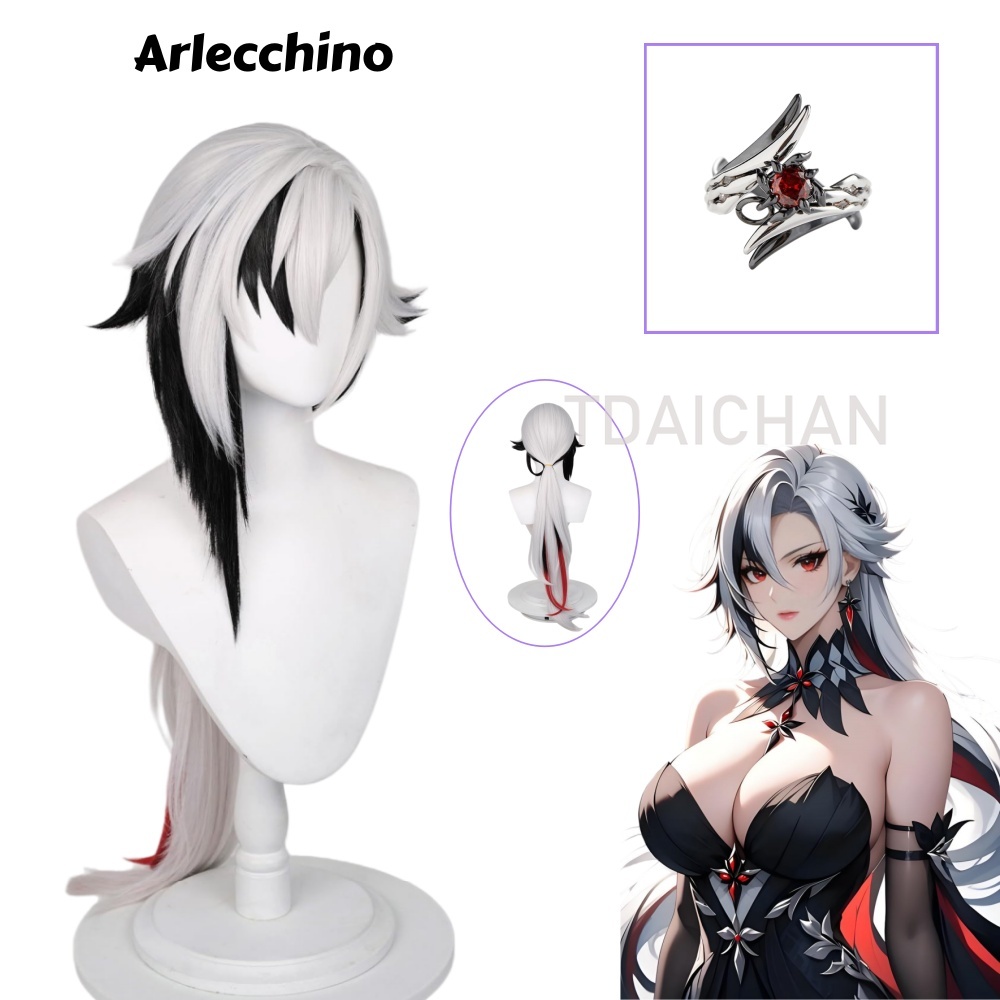 Genshin Impact Arlecchino Cosp - Anime Cosplay Wig Heat Resistant recension och pris