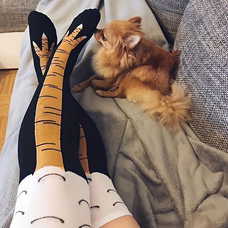 1/2 Pairs Women Knee High Sock - Funny Chicken Leg Socks recension och pris
