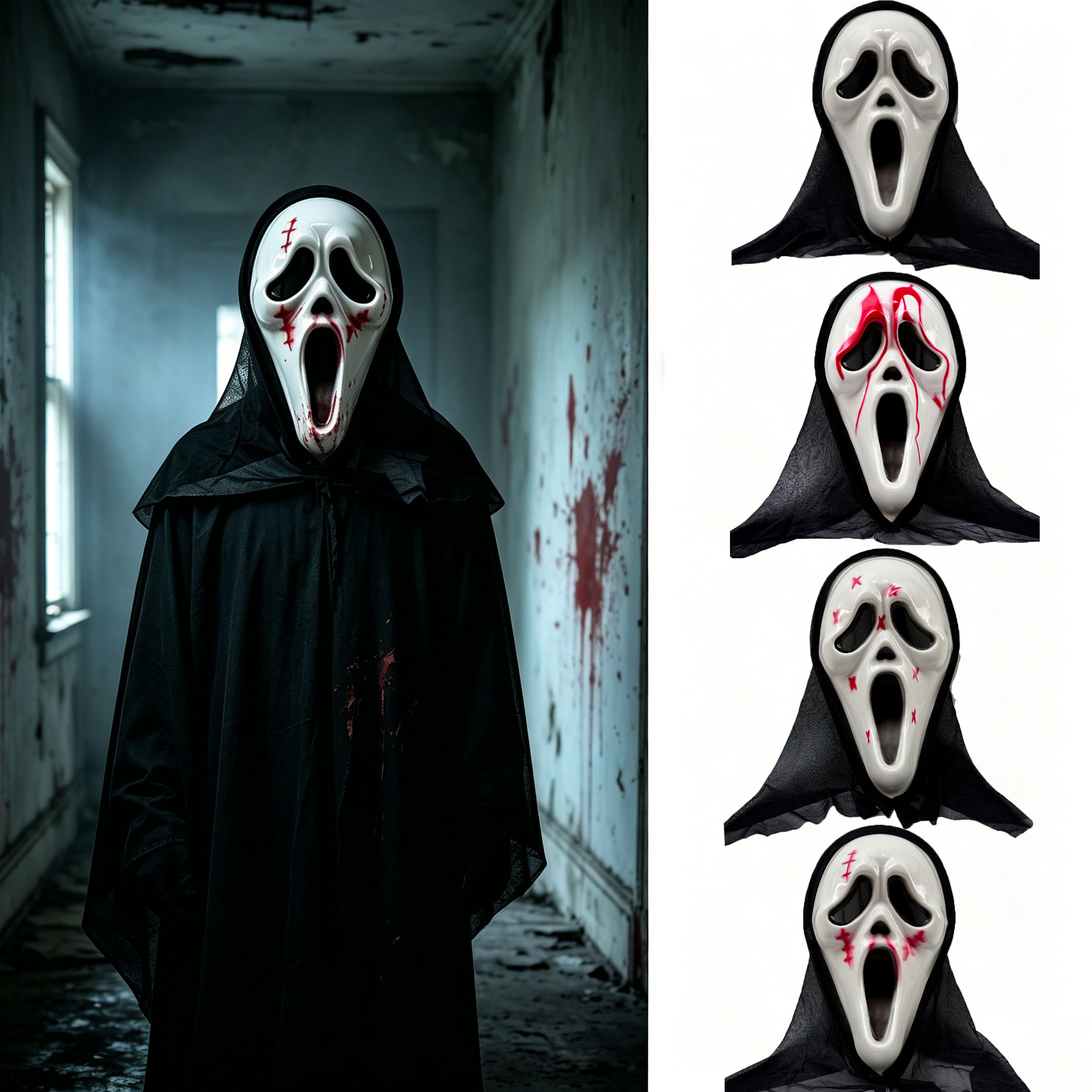 Ghost Horror Mask with Black M - Led Purge Mask Halloween recension och pris