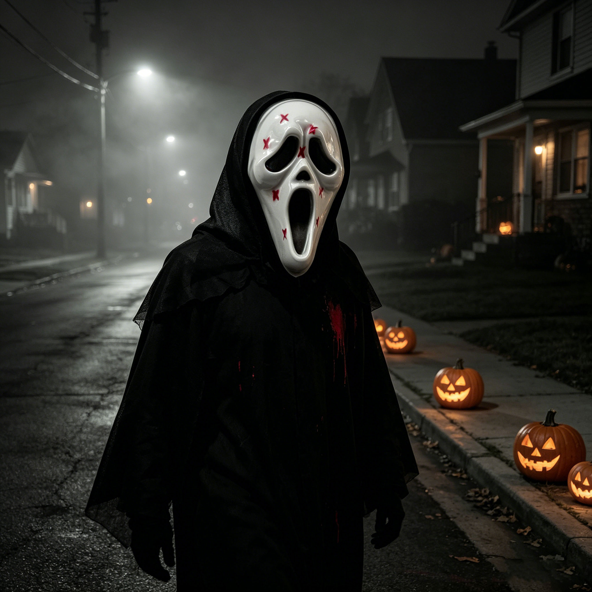 Ghost Horror Mask with Black M - Led Purge Mask Halloween recension och pris