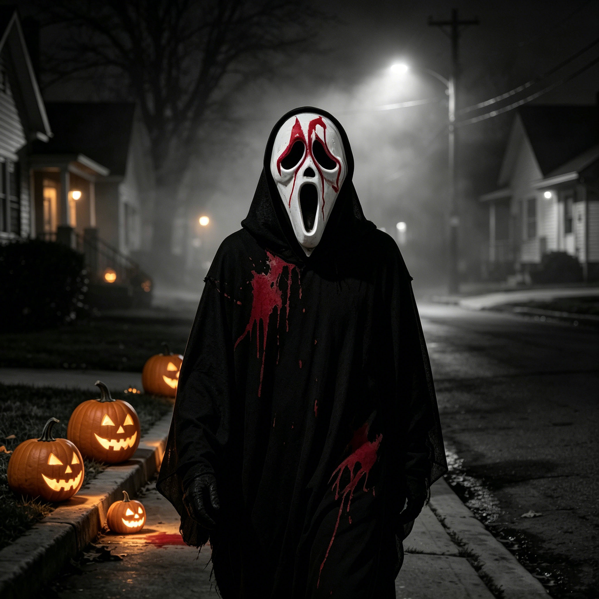 Ghost Horror Mask with Black M - Led Purge Mask Halloween recension och pris