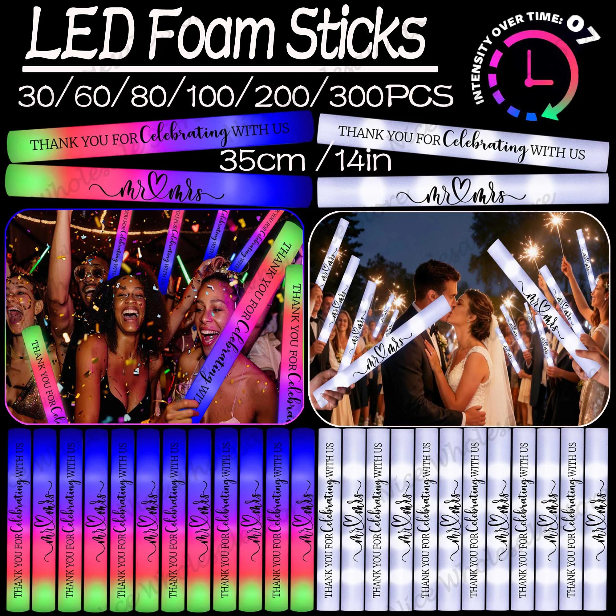 Bulk LED Glow Sticks 100-30PCS - Flashing Led Foam Sticks Party recension och pris